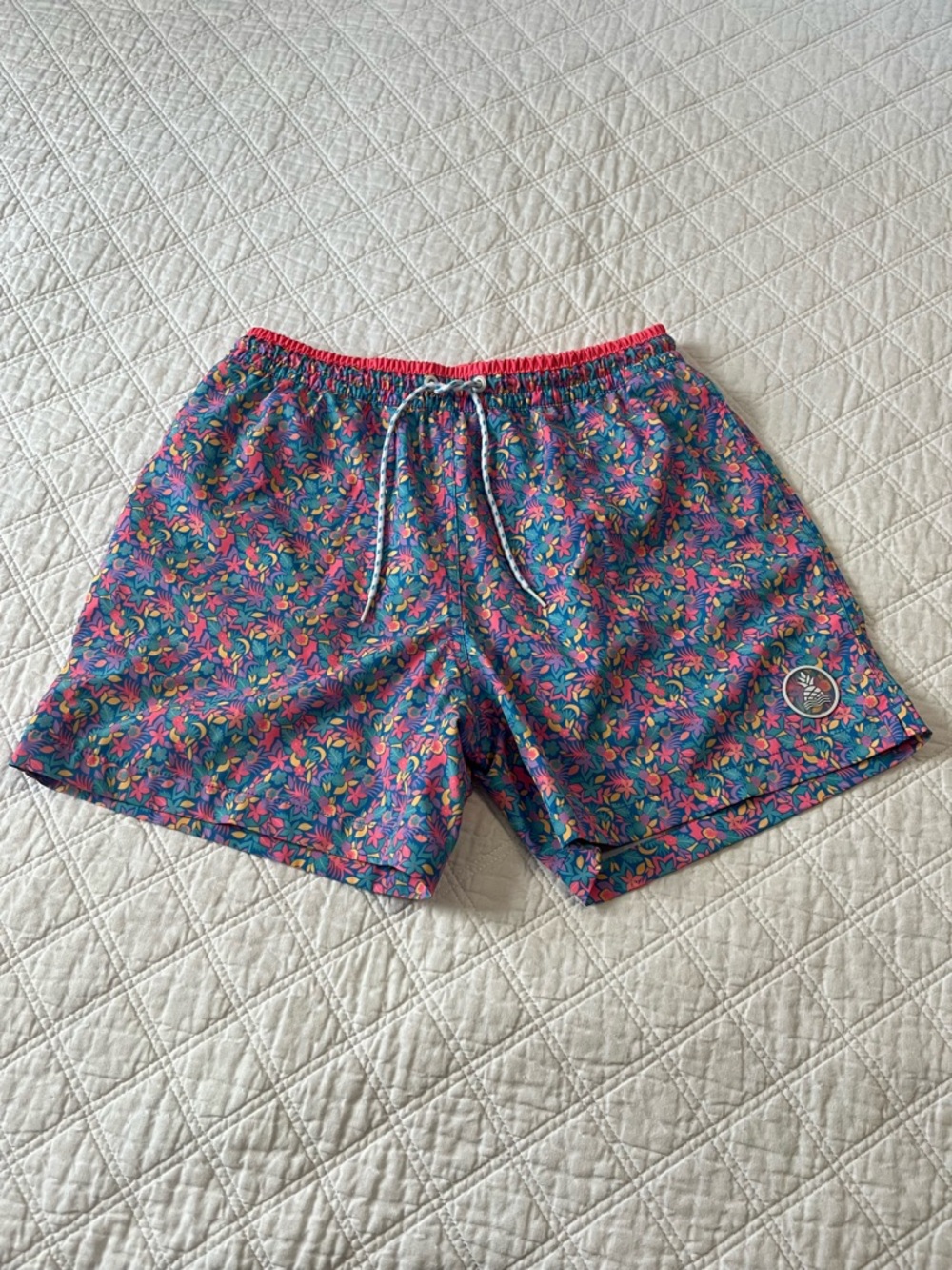 chubbies Vibrant Blue and Pink Floral Swim Shorts